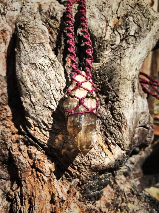 Macrame Necklace, Citrine