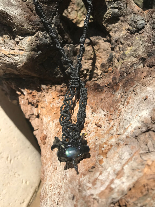 Labradorite on Bone Black Necklace