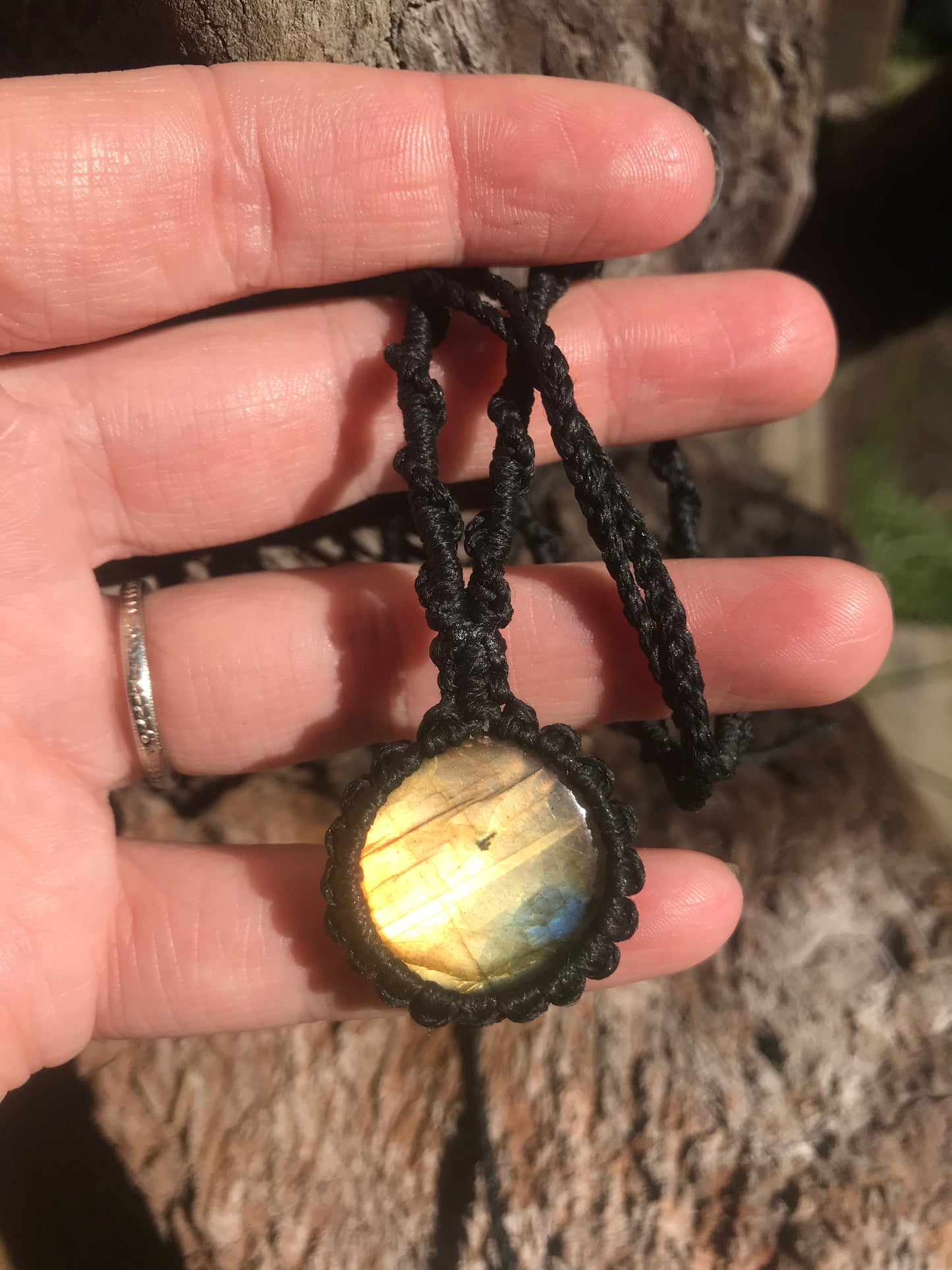 Macrame Necklace, Labradorite