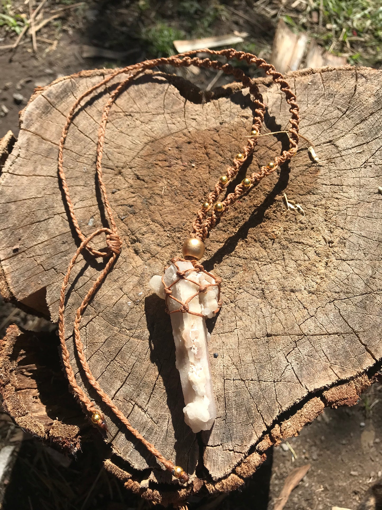 Witch’s Finger/Fairy Quartz Macrame Necklace