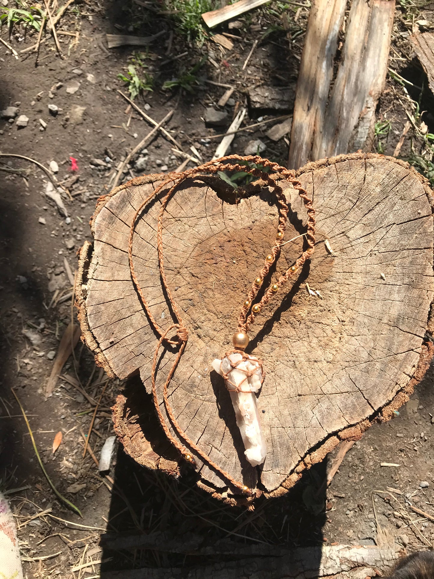 Witch’s Finger/Fairy Quartz Macrame Necklace