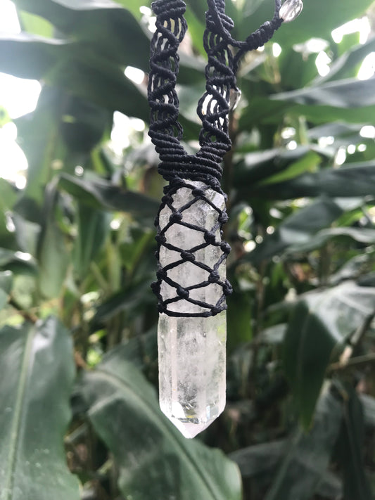 Clear Quartz Macrame Necklace