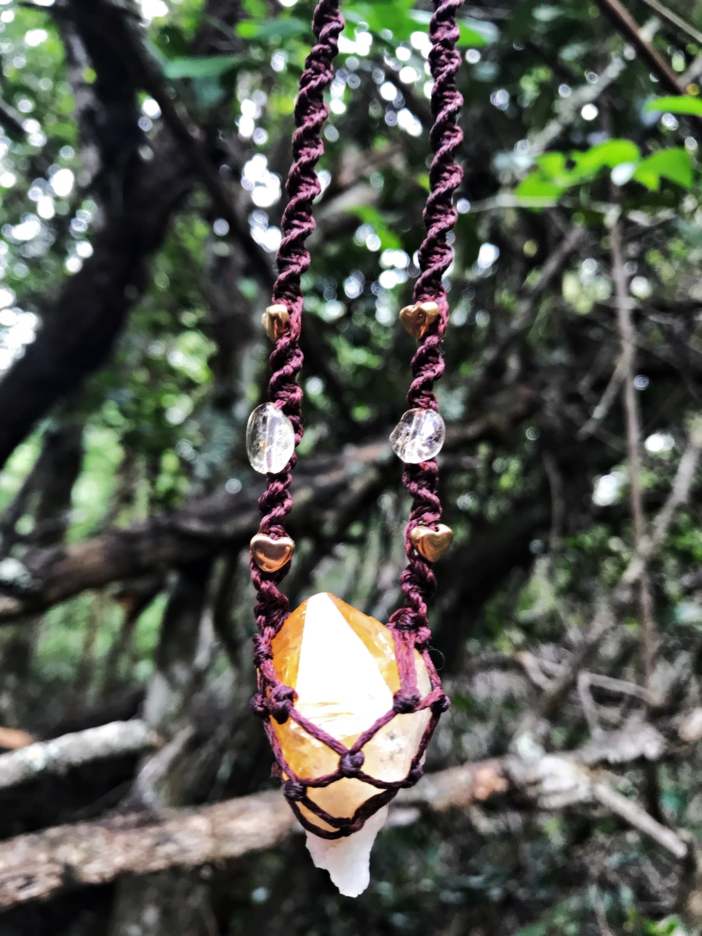 SALE - Macrame, Citrine Necklace