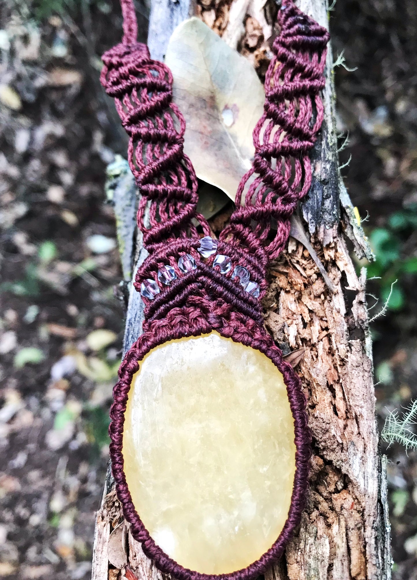 Macrame, Yellow Calcite Necklace