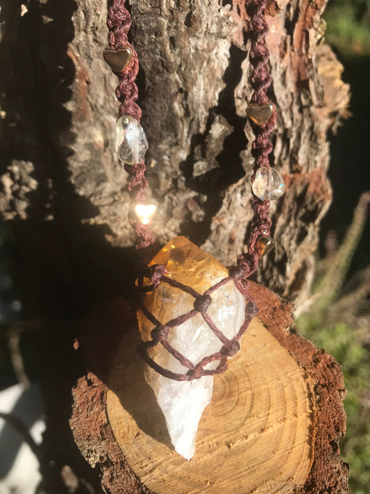 SALE - Macrame, Citrine Necklace