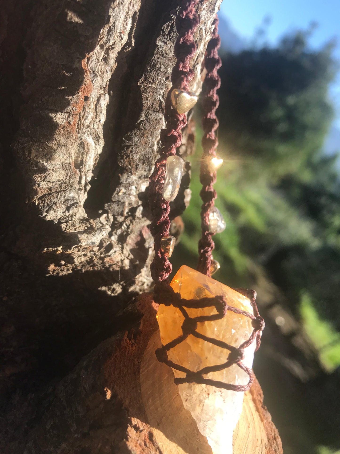 SALE - Macrame, Citrine Necklace