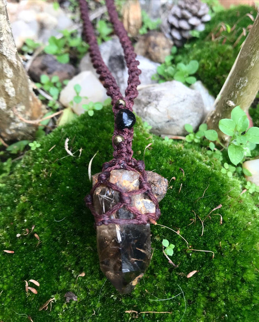 Macrame, Smokey Quartz Necklace